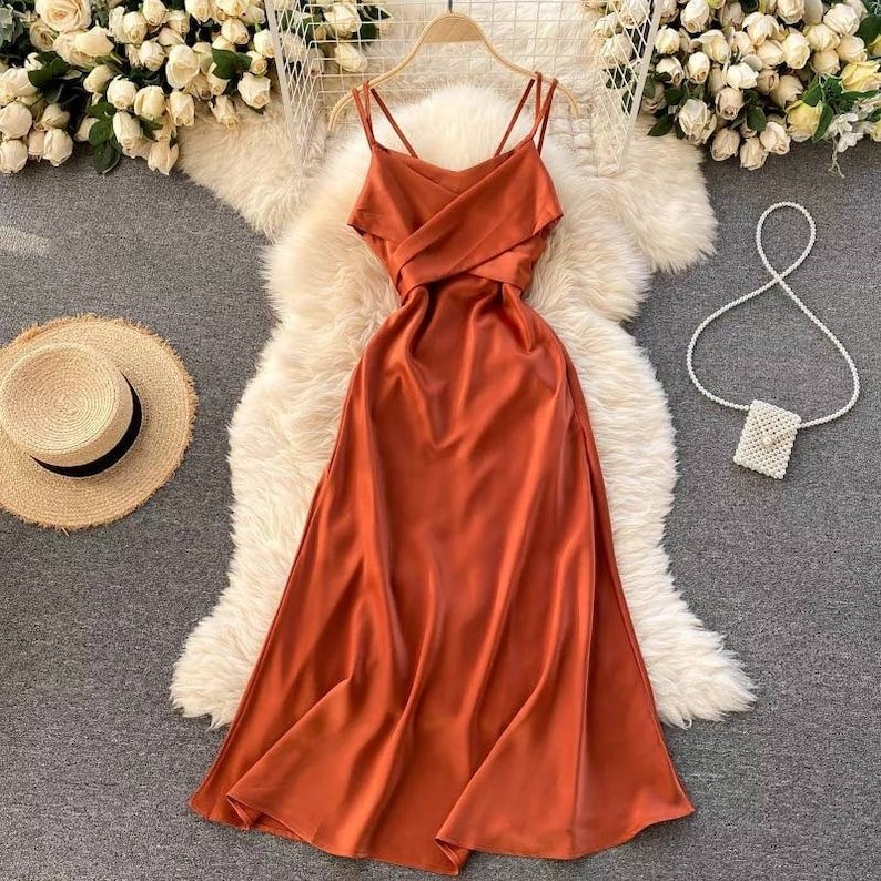 red satin dress aesthetic